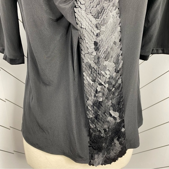 Etro Black Silk Sequin Embellished Blouse Size 42 - Picture 11 of 11